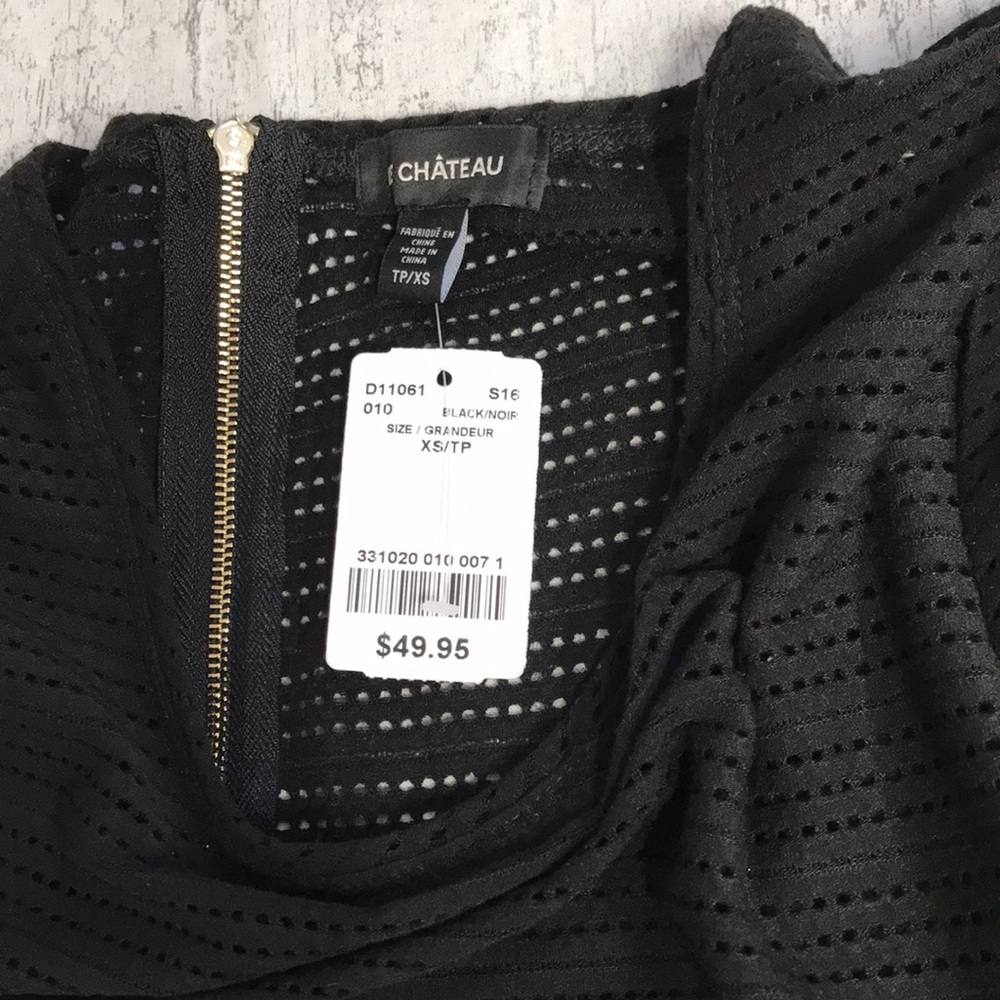 Le Chateau Black Peplum Top; Semi-Sheer; Removable Cami; New with Tags; Size XS - Picture 7 of 16